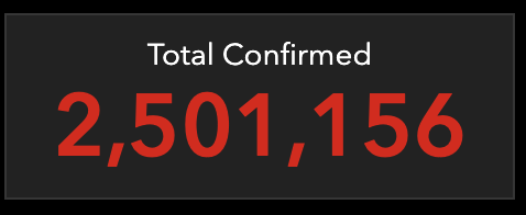 jhu covid map counter showing 2,501,156 confirmed cases